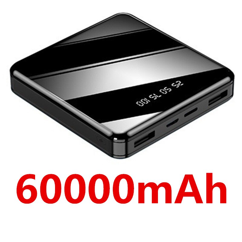 Mini batterie externe 60000 mAh alimentation LED affichage 60000 mAh Powerbank petit chargeur Portable banque Mobile alimenté: 60000mAh
