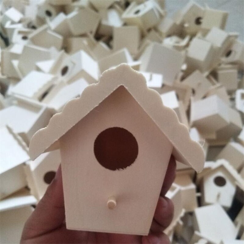 Mini Jaula de madera para pájaros colgante para exteriores caja de pajarera jaulas para pájaros de jardín decoración de patio para el hogar productos para pájaros nido de loros de madera