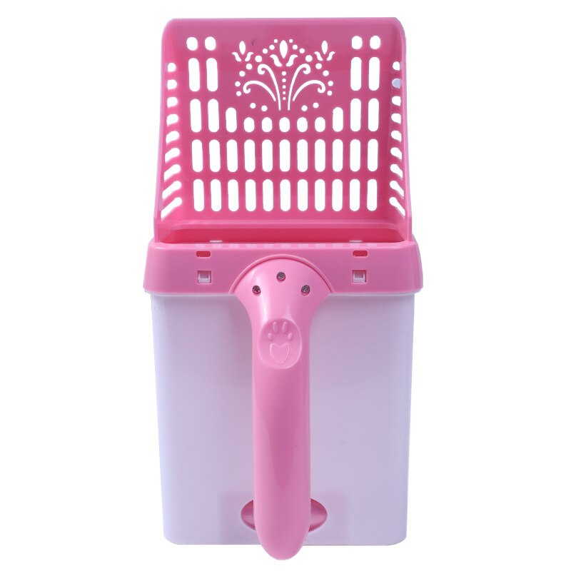 Tamiz de limpieza de arena para gatos, pala de arena hueca para perros, Herramientas de limpieza de inodoro para mascotas, cuchara de comida para perros, cuchara desmontable: Pink