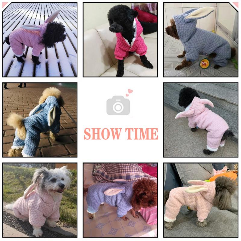 Vinter sällskapsdjur hund jumpsuit varm mjuk fleece overall valp katter hoodie söt fyra ben outfit pyjamas för chihuahua yorkies kläder