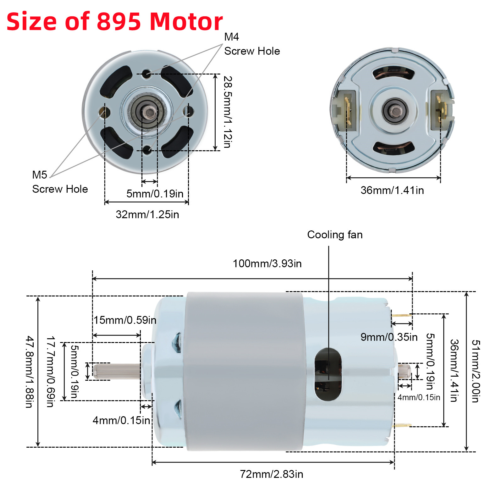 795 895 DC Motor 12 /24V 3000-12000RPM High Torque Electric Motor for Electric Tool/DIY Small Drill with Double Ball Bearing