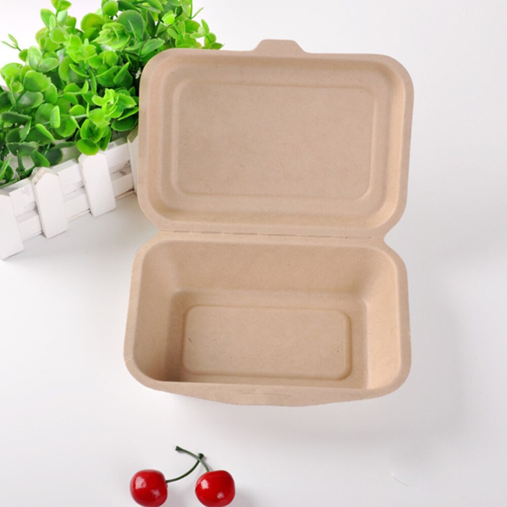 50pcs 600ml Disposable Containers Paper Food Takeout Box Eco-friendly Lunch Doggy Boxes