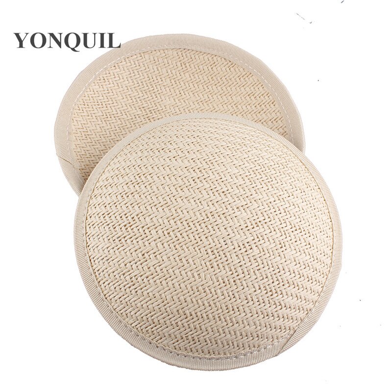 Beige solid 13CM round Imitation Sinamay fascinator base material cap DIY hair accessory millinery decorative Ladies party hat