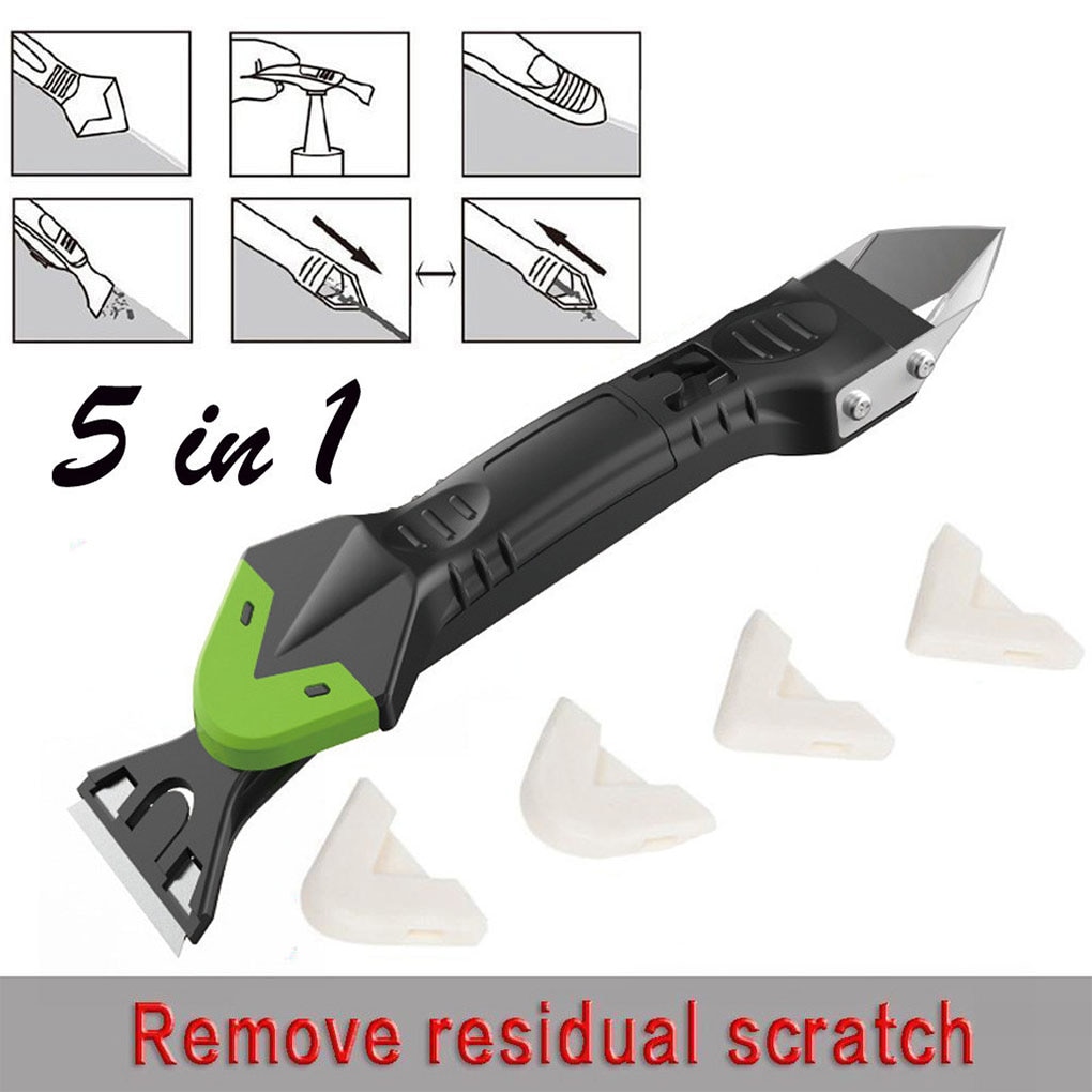 5-in-1 Caulk Scraper Silicone Sealant Grout Finisher Grout Scraper Smooth Shovel Wall Corner Window Sealant Removal Hand Tool
