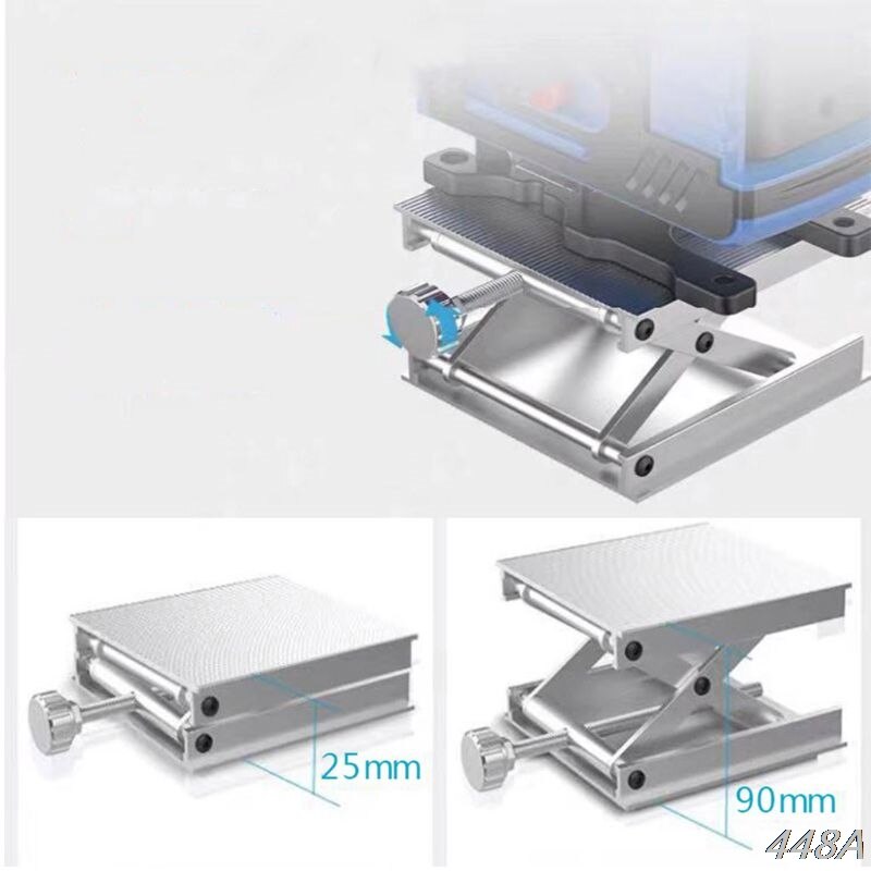 Rostfritt stål justerbart lyftbord lab lyftställ rack plattform
