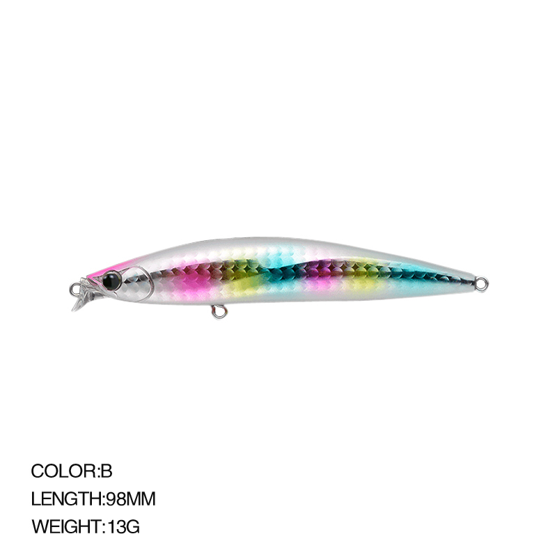 Top leurre de pêche gamme peu profonde vairon flottant 98mm 13g longue coulée bar Jerkbait eau salée grand appât dur Wobbler: YELLOW
