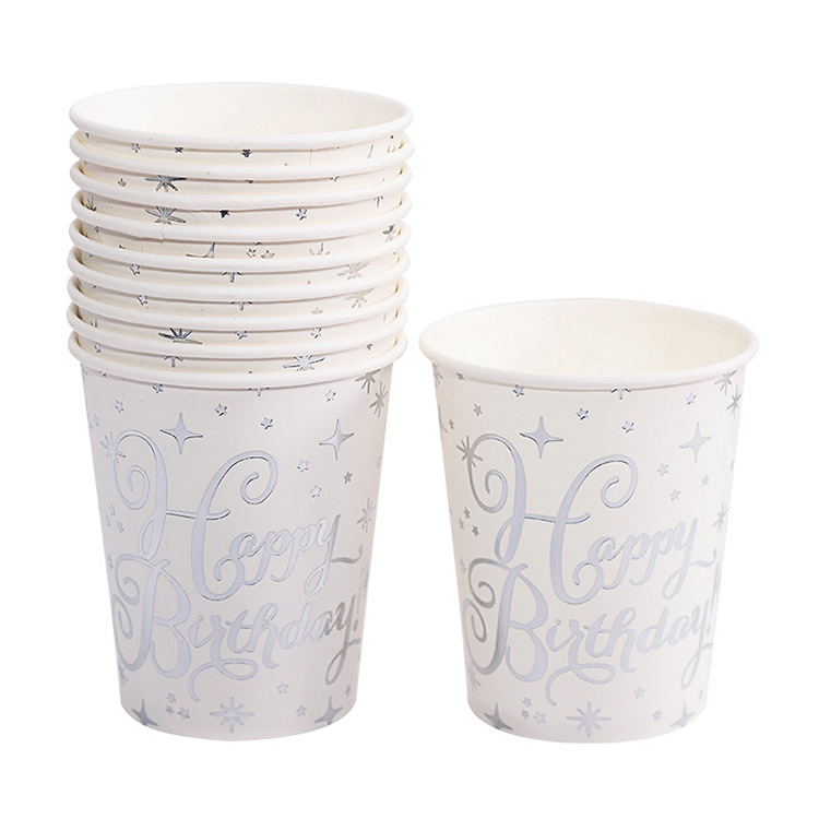 10Pcs Golden Cup Party Papier Servies Verjaardag Party Diner Plaat Stip Gestreepte Cup Voor Wedding Party Decoratie Collectie: 11style-cup-10pcs