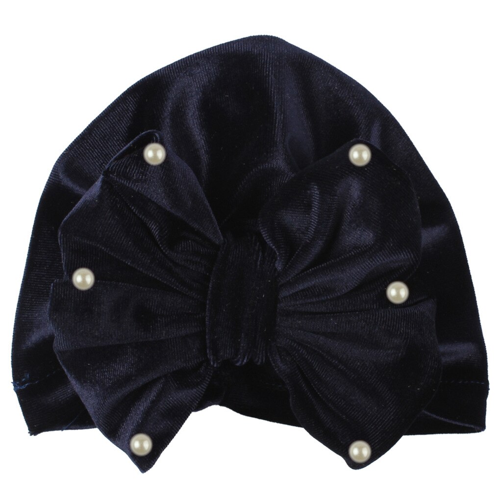 Chapeau indien en velours doré pour enfants | Perles, chapeau avec nœuds, casquette pour enfants, couvre-chef pour filles, 11 couleurs, offre spéciale,: navy