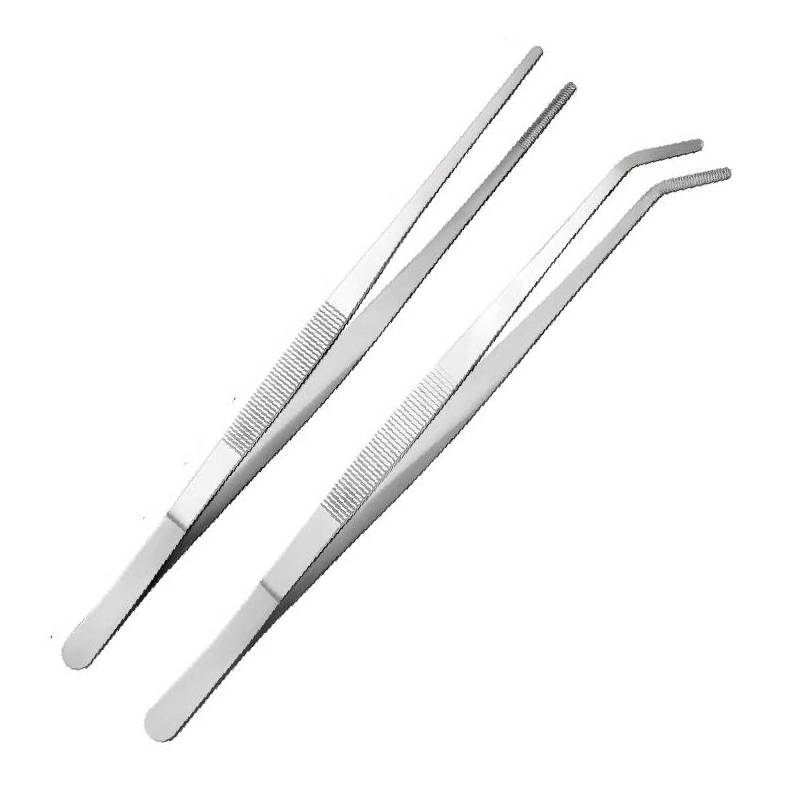 Pinzas rectas de Punta curvada de acero inoxidable, 2 piezas, 5/6/8 pulgadas, pinzas de alimentación para máquina de coser de plantas de jardín, reparación artesanal