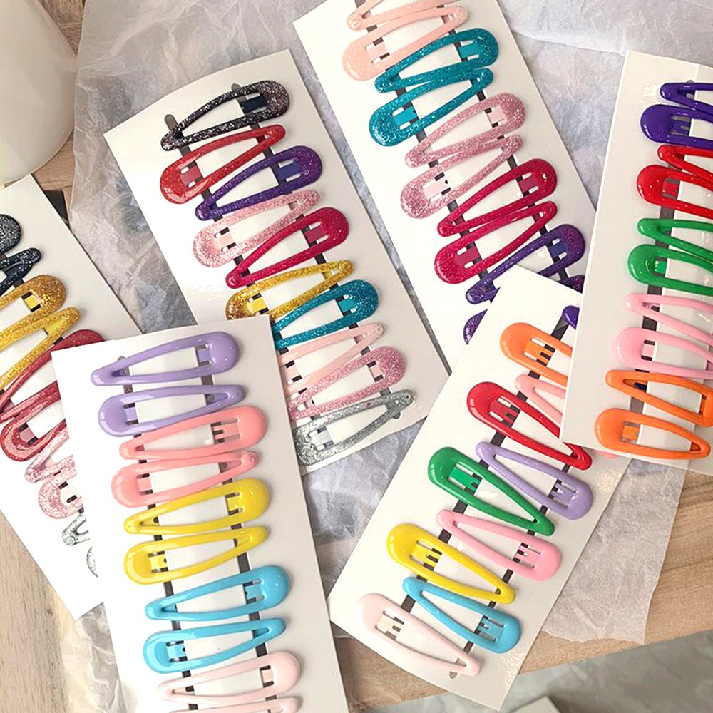 10 piezas de cabello de bebé Clips para el cabello peinado accesorios niñas Snap Clip brillo pines BB horquilla Color broches para niños los niños