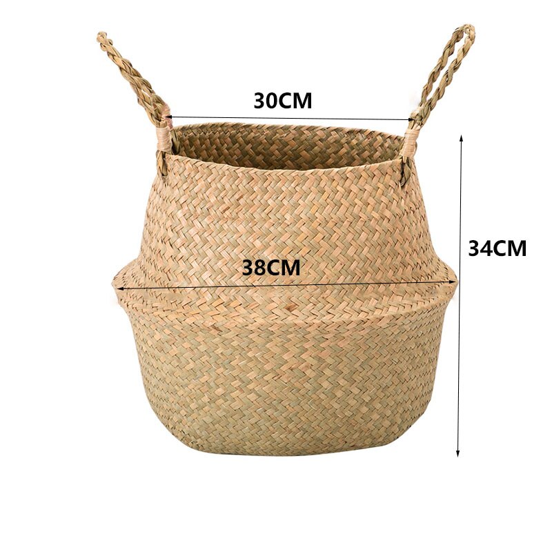 Handmade Wicker Planter Storage Flower Baskets Laundry Storage Decorative Basket Pot Rattan Flower Planters Household Organizer: 30x38x34cm