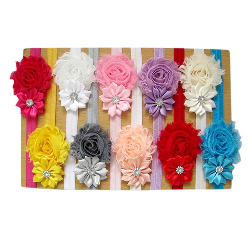 5 st härliga hårband baby pannband flickans pannband chiffong hår blomma objekt typ huvud rosett klämmor babytillbehör: Default Title