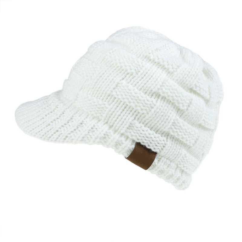 Women Ponytail Beanies Autumn Winter Hats Female Soft Knitting Caps Warm Ladies Skullies For Female Knitted Baseball Cap: white