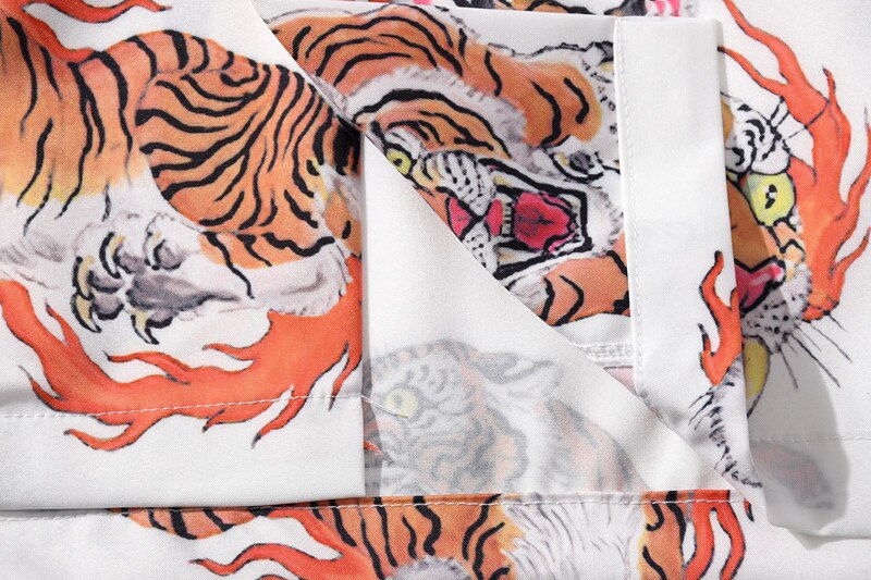 Sommer kortermede skjorter 3d tiger full trykt formell hawaiian beach streetwear harajuku hip hop casual koreanske skjorter