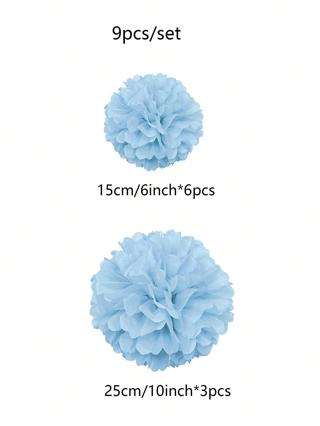 Pompones de papel de 9 piezas, decoración colgante de bolas de flores de tejido azul, para boda, de cumpleaños, despedida de soltera, despedida de soltera,: Azul