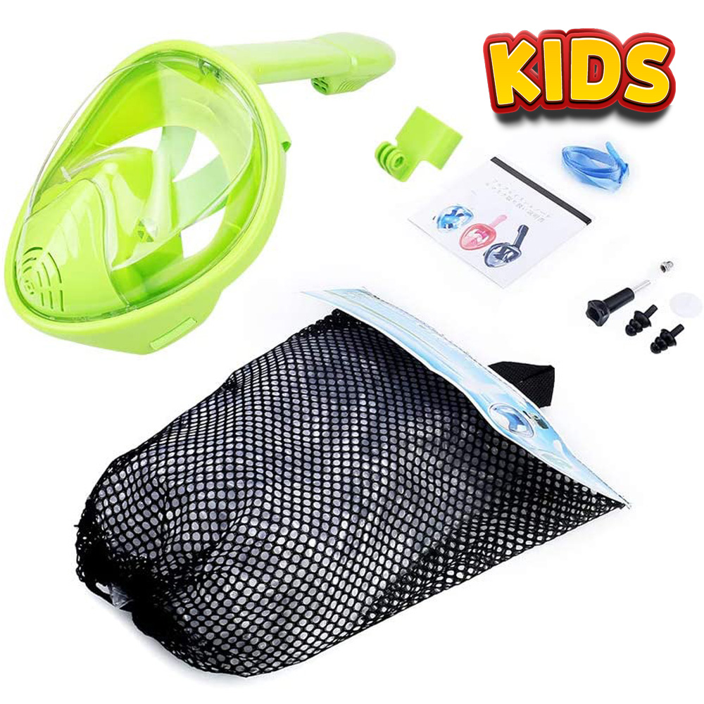 Volledige Gezicht Snorkel Masker Met Afneembare Camera Mount, snorkelen Zwemmen Duiken Masker Wide View Anti-Fog Anti-Lek Voor Volwassen Kinderen: Licht Groen / XS