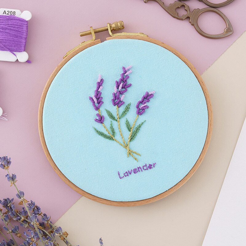 Beginner Embroidery Kit Flowers Pattern Diy Embroidery Full Kits Embroidered On Clothes Cross Stitch Sewing Embroideri With Hoop: Embroidery Kit-6