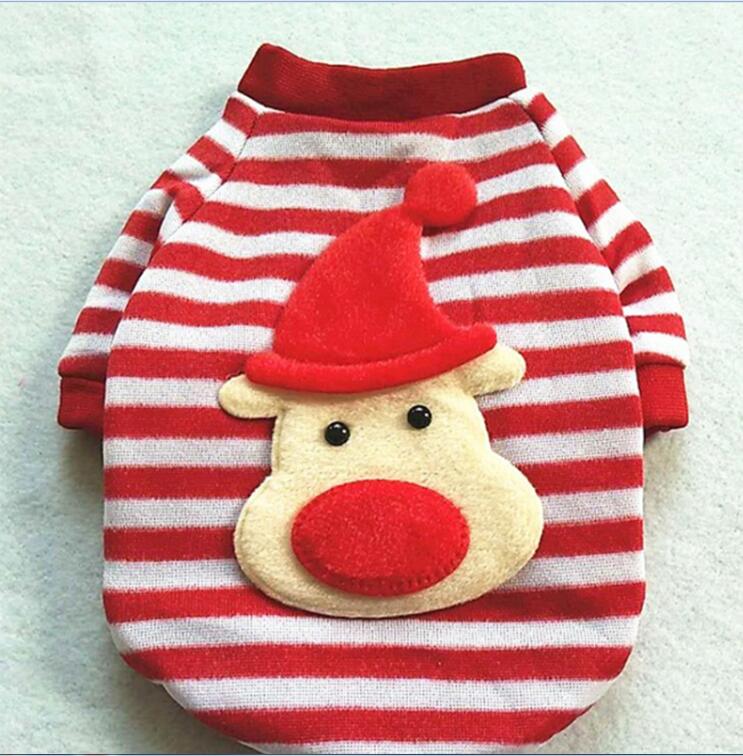 Kjæledyr hund juleklær julegenser nisse varm myk hund katt genser valp kattunge stripe kostyme kjæledyrutstyr: M