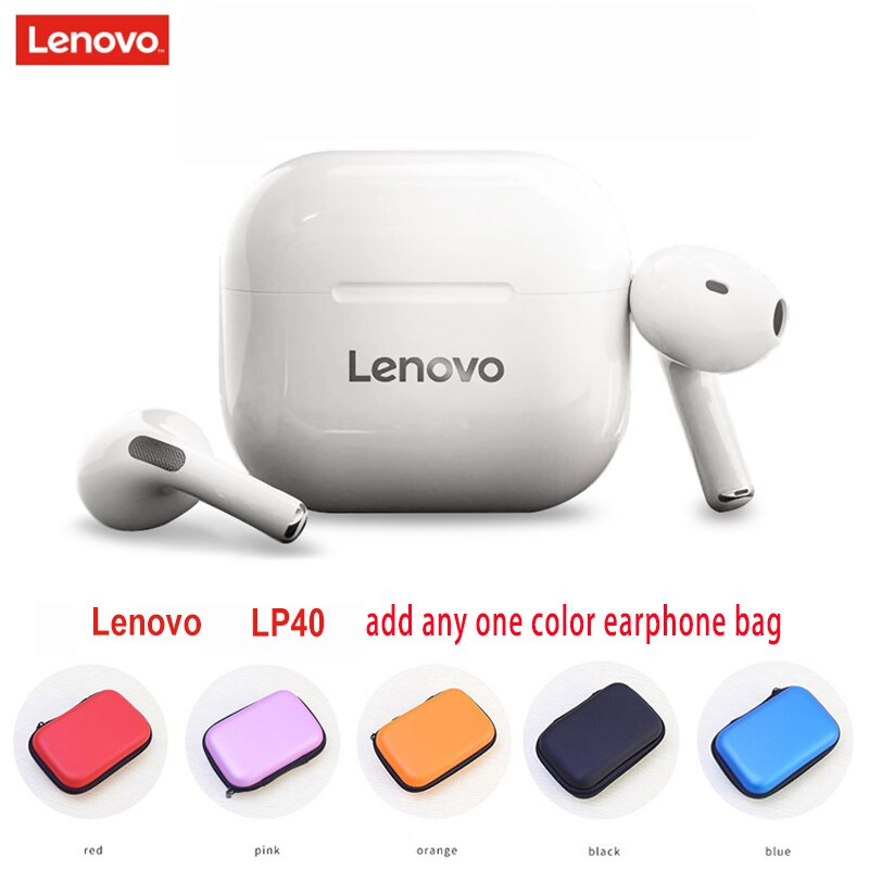 Original Lenovo LP40 drahtlose kopfhörer TWS Bluetooth Kopfhörer Touch Control Sport Headset Stereo Ohrhörer Für Telefon Android: 1x white 1x bag