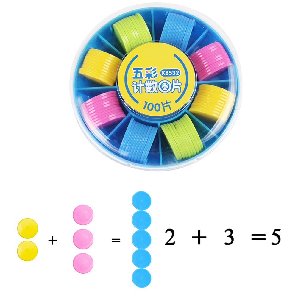 100 stk fargerike runde sjetonger med bokstelling brettspill undervisning leketøy matematikk undervisningsmateriell