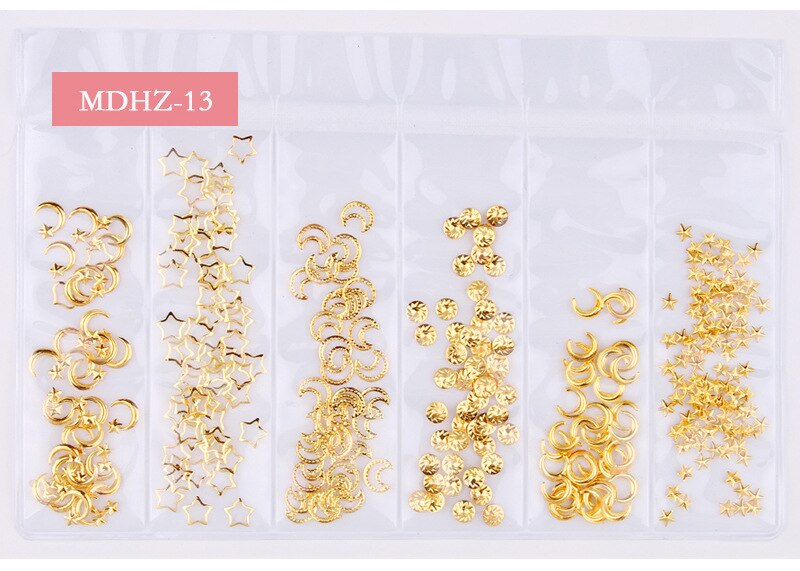 CHNRMJL 6 Entwürfe/Pack Ultra-dünne Hohl Legierung Nagel Niet Dekorationen Schmuck DIY UV Gel NäGel Kunst Polnischen zubehör Manikübetreffend: 13