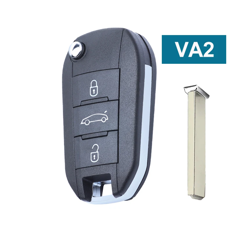 SUPERKEY 4A puce rabattable clé de voiture pliante à distance 433 MHZ HU83 VA2 lame pour Peugeot 308 4008 pour citroën Aircross C3 C4 C5 C6: Black / 4 boutons