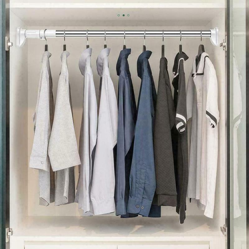 Durable Clotheshorse Telescopic Clothesline Pole Free For Bathroom Clothes Balcony Drying Rod Retractable Punching Bedroom U2B7