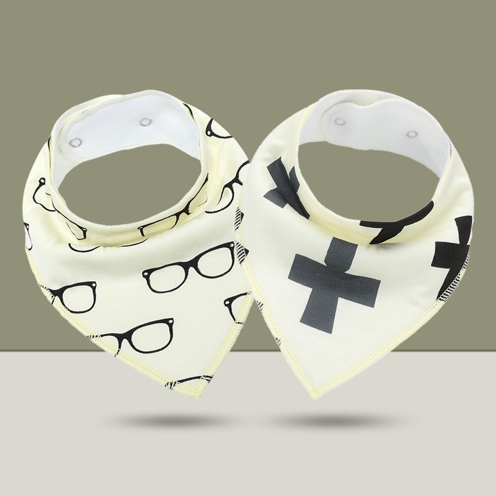 2 pcs/lot Baby Bibs Burp Cloth Print Arrow Wave Triangle Baby Bibs Cotton Reusable Washable Adjustable Baby Meal Infant Bibs