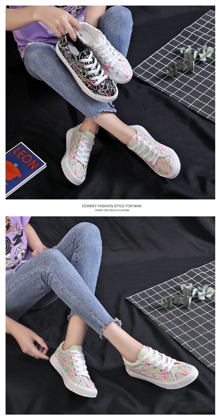 Luminous sneakers women, trendy walking shoes, canvas shoes, sports shoes, size 35-40