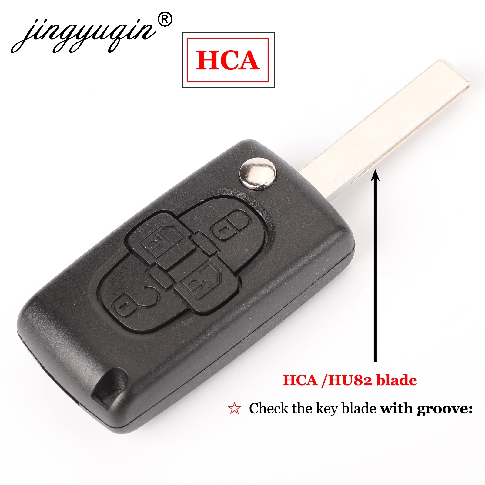 Jingyuqin 4 Knoppen Flip Floding Remote Key Fob Case Shell Fob Voor Peugeot 1007 Voor Citroen C8 Ongesneden Mes Met Groove Ce0523