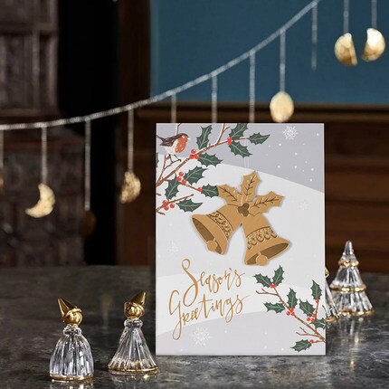 Gold Stamping Ornament Christmas Card 3D handmade Season&#39;s Greeting Invitation Card Business: 2104-04