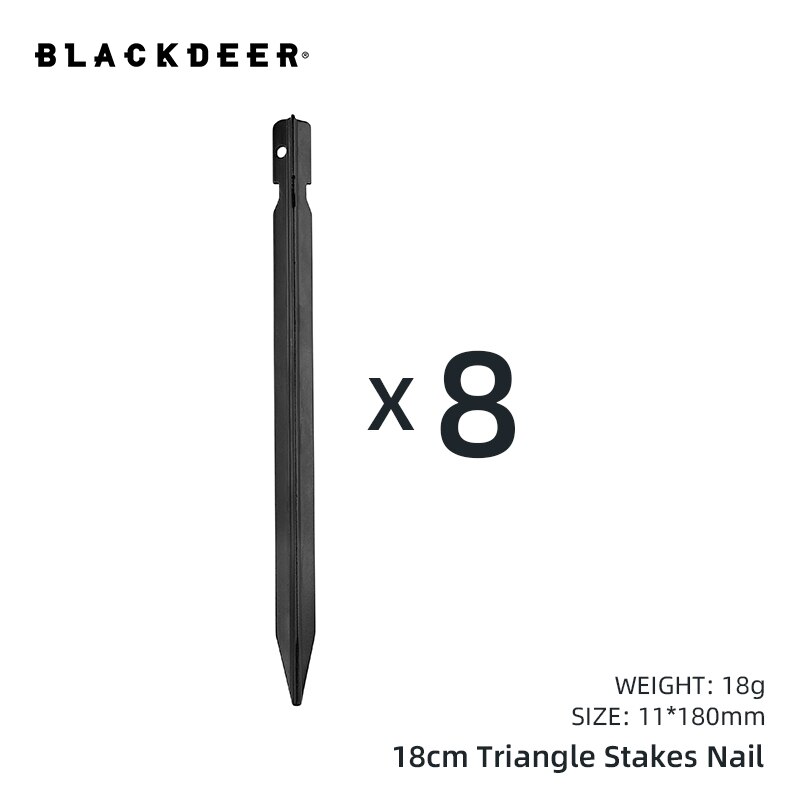 BLACKDEER 8pcs Outdoor Camping Nail Pegs Tent Aluminum Alloy Hiking Hook Nail Tent Stake guy line Wind rope buckle accessories: Black V shape(8pcs)