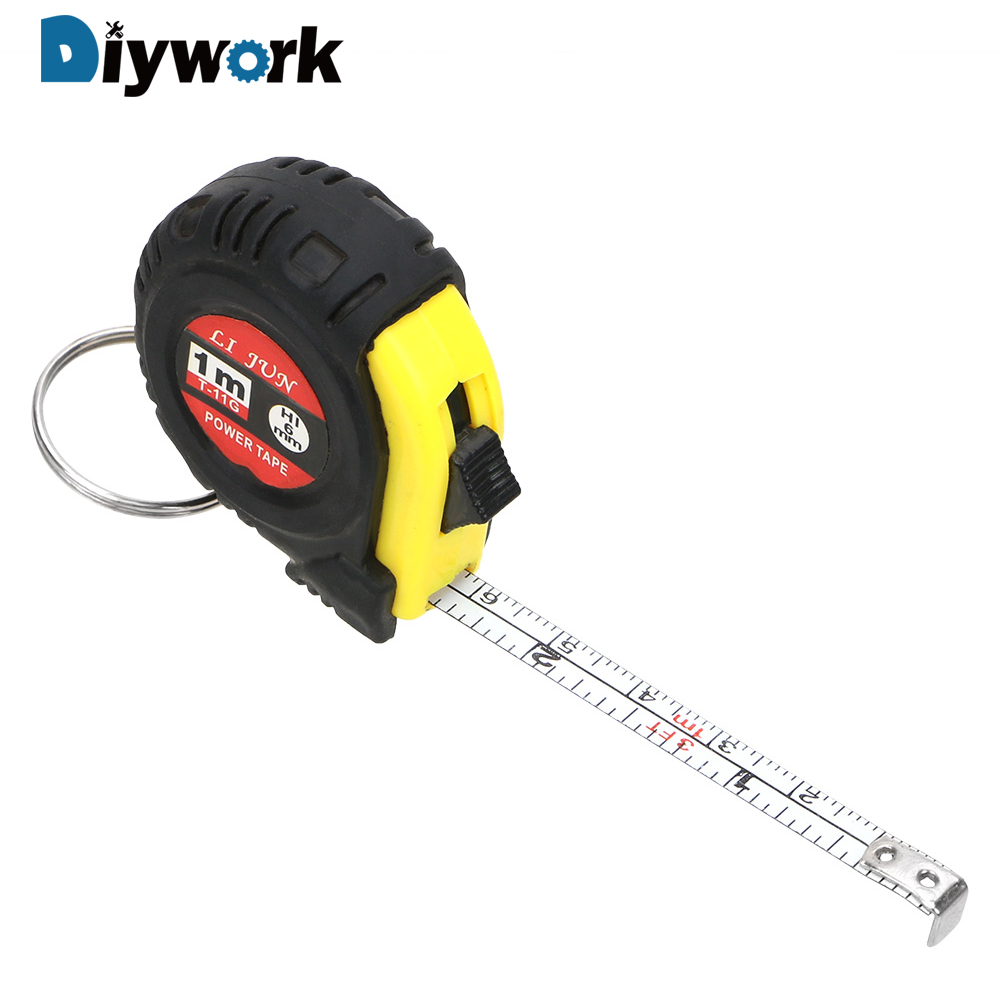DIYWORK-Regla retráctil de cinta métrica, regla de tracción portátil de 1m, Mini tela de costura, herramienta de sastre métrica, herramientas de medición, cinta métrica