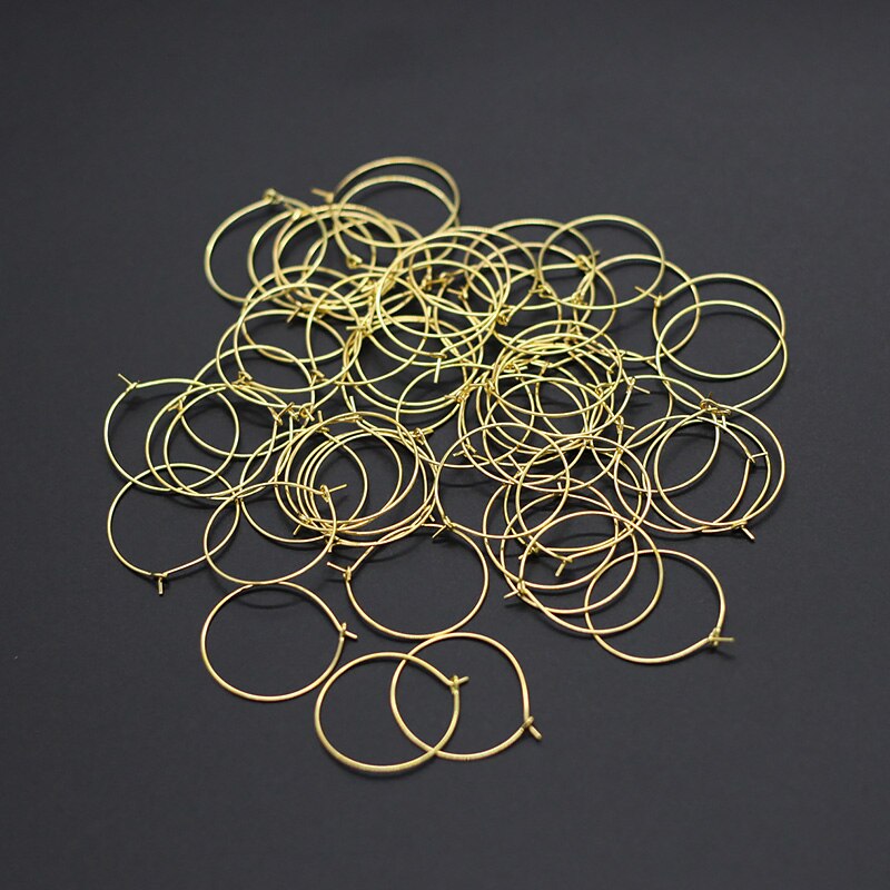 100 stk rustfrit stål guld stor cirkel wire ringe loop øreringe diy dingle øreringe charme ringe smykker gør tilbehør: Guld / 25 x 20 mm