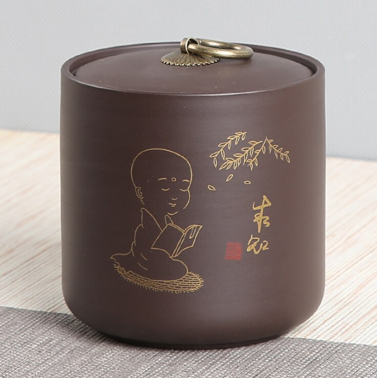 Airtight Canister Zisha Tea Box Kitchen Storage Bottles Jars Food Container Grains Tea Coffee Beans Grains Candy Jar Containers: Pattern 11