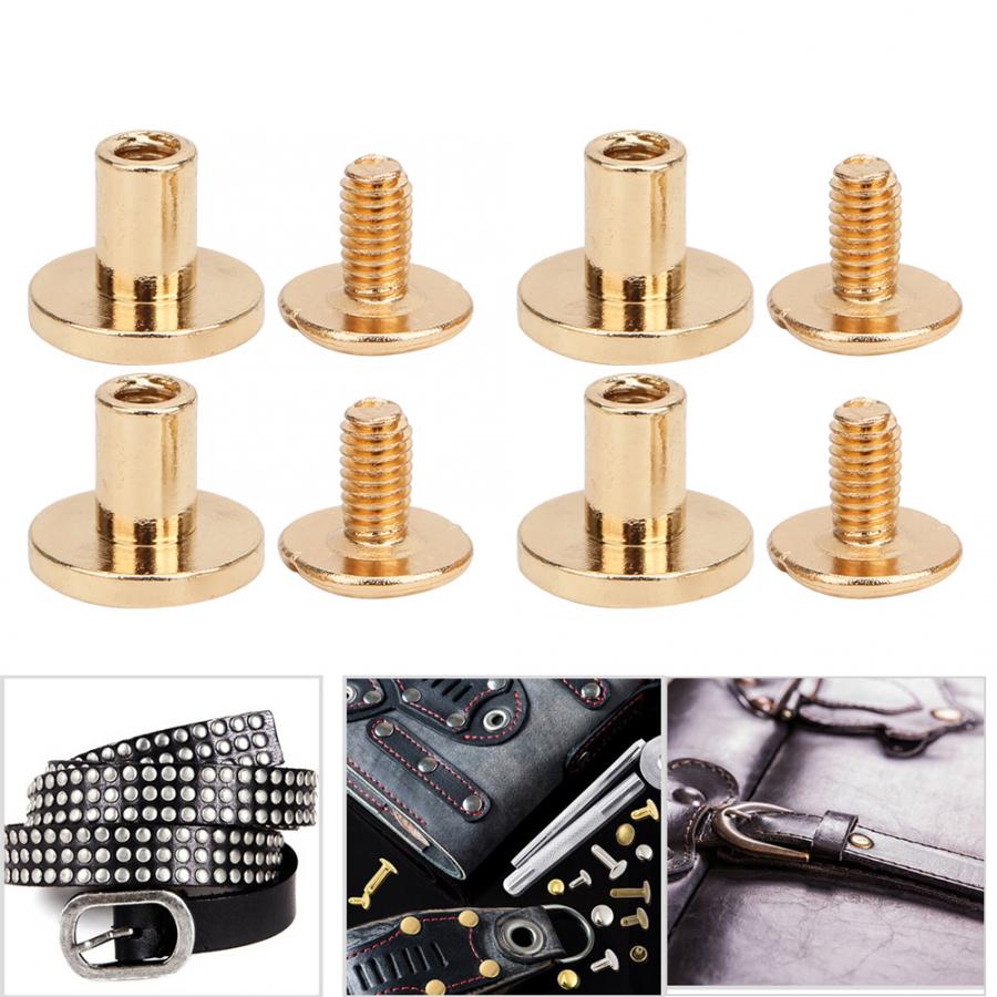 Juego de 50 remaches de Metal de 8mm, remaches de cabeza plana de cobre puro, Kit de tornillos de correa de cuero, bolsa de zapatos, cinturón, accesorios de ropa