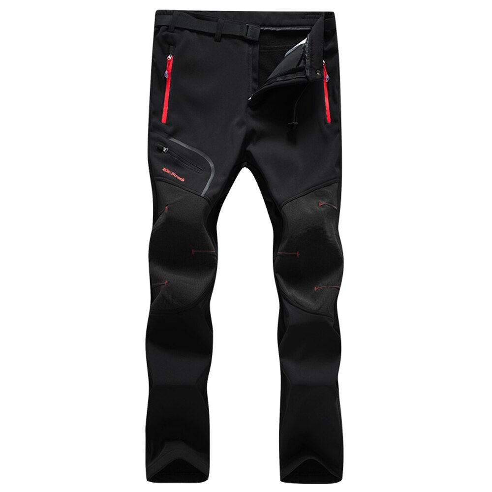 Men Hiking Pants Water Resistant Breathable Winter Pants with Pockets Fleece Lined Pants with Belt Camping Skiing Outdoor Pant: Black / 4XL