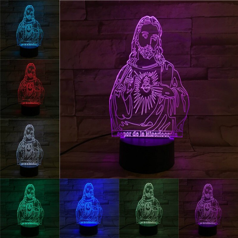 VCity Christian série 3D lampe croix jésus Bible veilleuse acrylique plaque tactile Base à distance décor à la maison pour ami