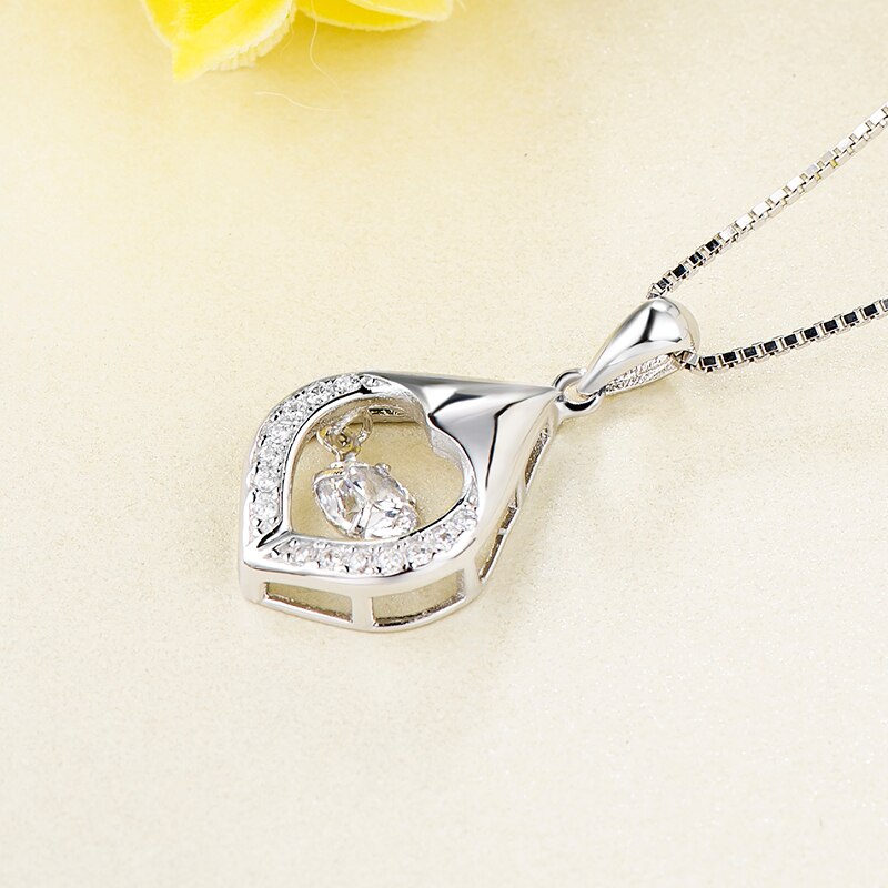 Hanger Sterling Zilveren Ketting 925 Hart Patroon Zirkoon Diamanten Sieraden Dynamische Accessoire Sleutelbeen Ketting