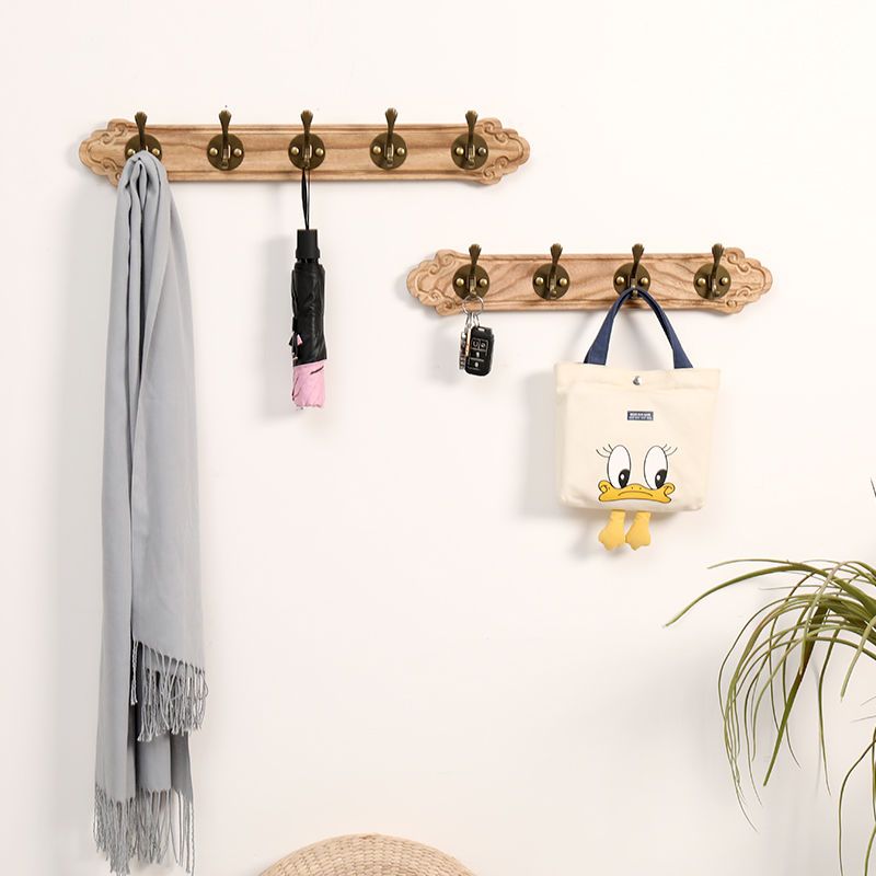Perchero de madera maciza para bata de lujo con 4/5/6/7/8 ganchos, colgador de ropa de pared, llaves, almacenamiento de sombreros, colgante para muebles de entrada