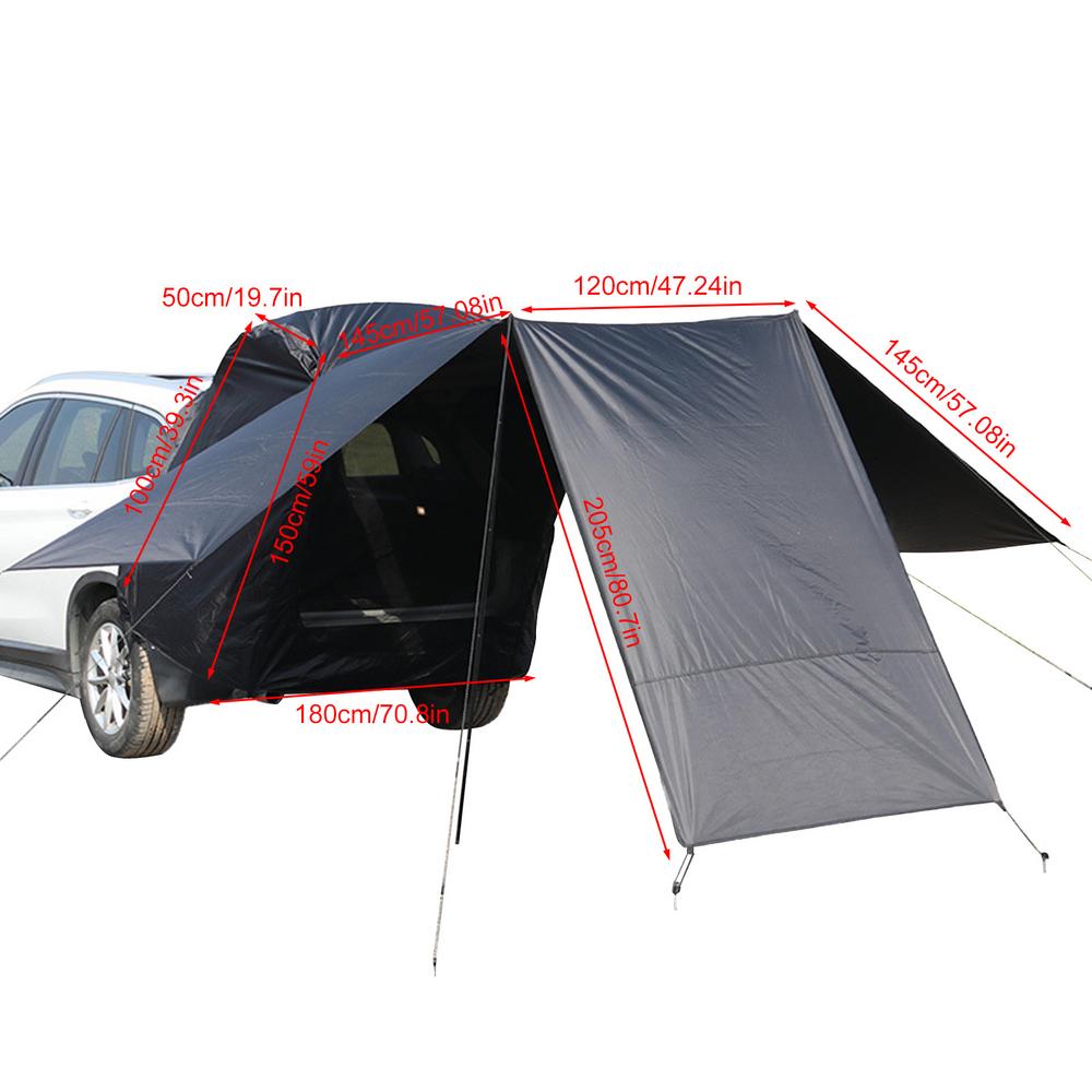 Tienda de campaña portátil para maletero de SUV, refugio exterior para puerta trasera de coche, accesorios de Camping, 3 caras: Negro