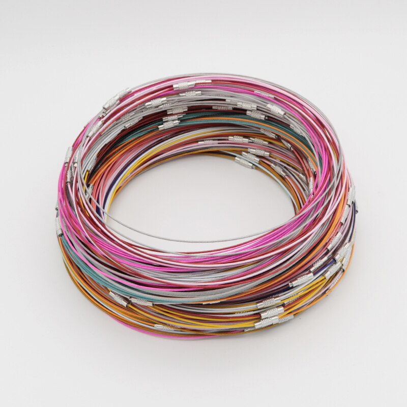 10 teile/los 1mm Stahl Draht Kabel Seil Kette Choker Halskette Schmuck DIY Cords Ergebnisse 18 "Mixed farben