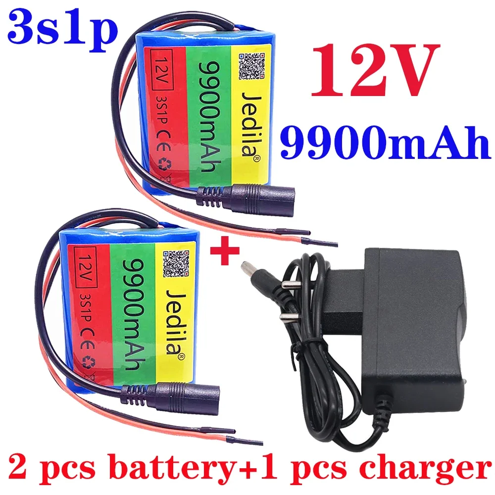 100% Brand 12 V 9900 MAH 3s1p Lithium Battery 18650 Lithium Battery Pack Protection Board + 12.6V Charger
