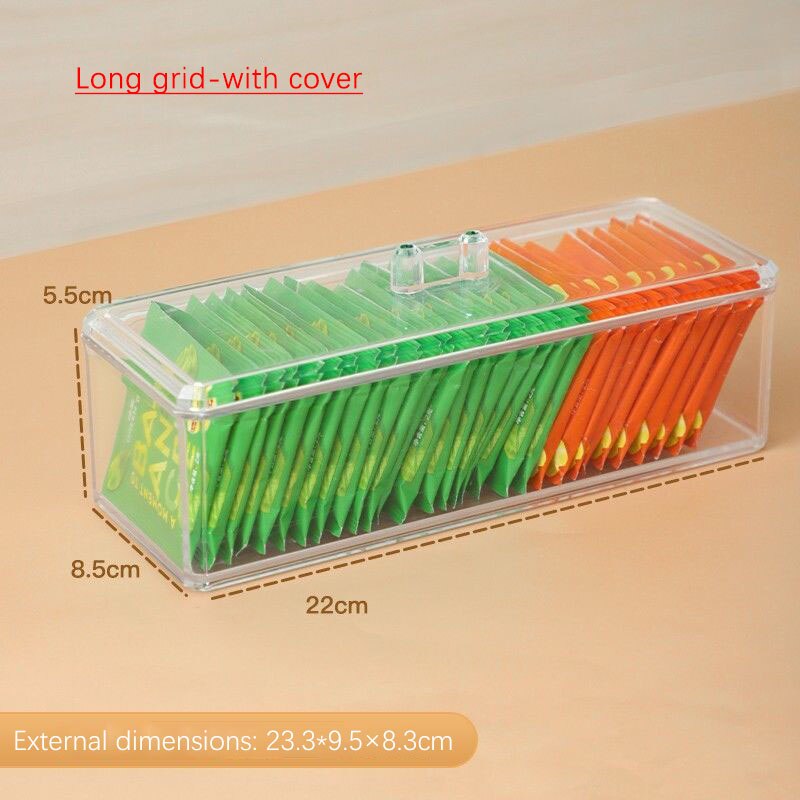 Caja de almacenamiento de bolsas de té, cajonera de clasificación de cápsulas de café, tarro de almacenamiento sellado de acrílico con tapa, contenedor de azúcar para té y café: 5