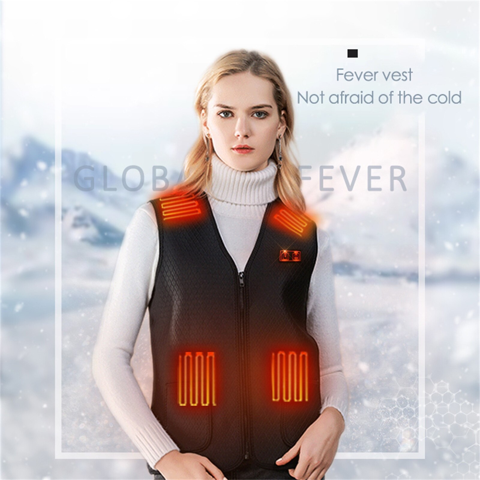 Unisex Winter Warm Plus cashmer Smart heating Cotton Vest USB Infrared Eletricity Heating Vest Outdoor Flexible Thermal Jacket