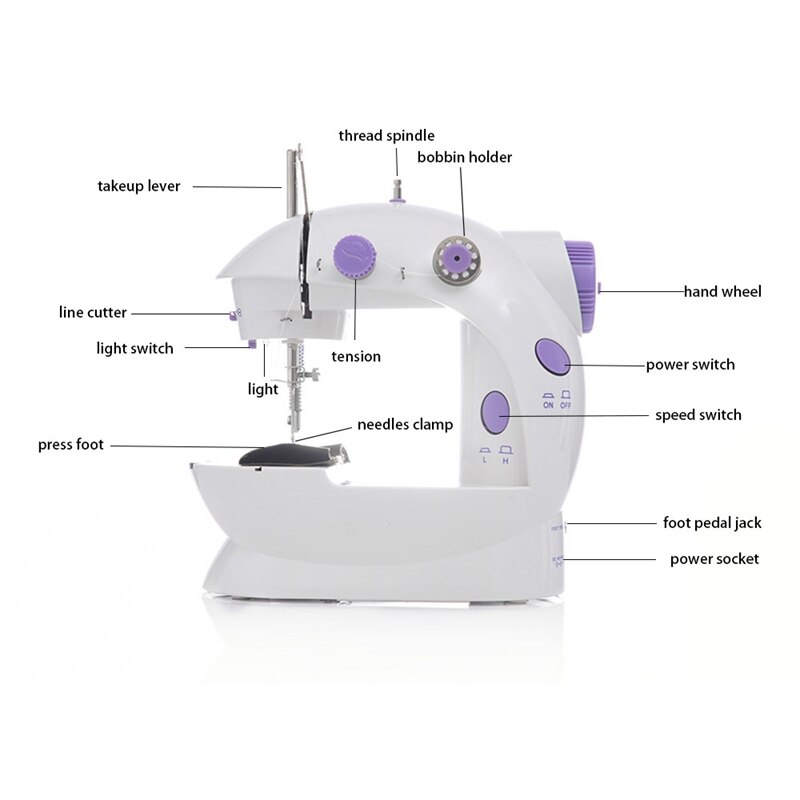 Mini Portable Sewing Machine with Extension Table Sew Needlework Clothes Electrec Sewing Machine Stitch Set