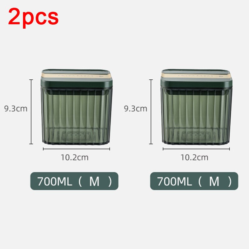 Airtight Food Storage Containers 4 Different Capacity,Kitchen Pantry Organization Containers, Plastic Canister for Flour, Sugar: 700ML 2pcs