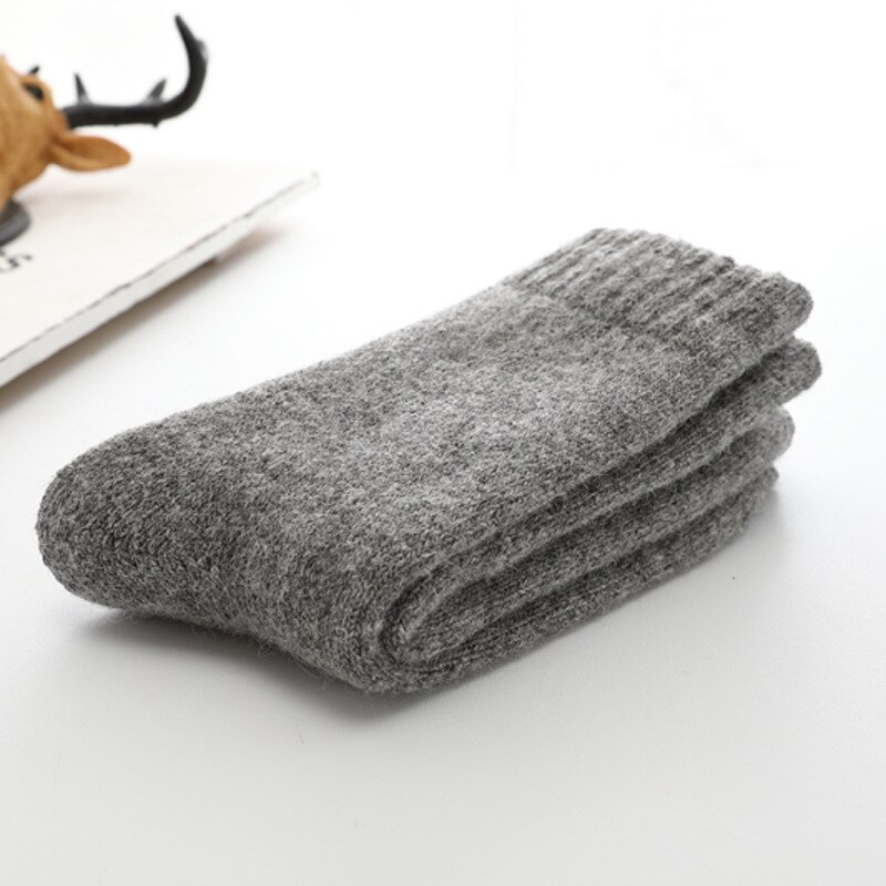 Chaussettes chaudes en laine mérinos pour hommes et femmes, très épaisses, contre le froid et la neige, alpinisme en plein air, hiver russe: men light Grey