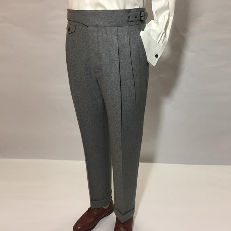 Trousers for Men Wool Tweed Pants Retro Men Trousers Autumn High Waist Pants Gentleman Trousers Suit Male Men&#39;s Clothing