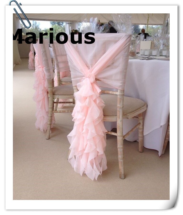 Marious 1pc lyserøde chiffon stol skærm flæset stol hætte 60*150 cmstol skærm mange farver fabrikspris